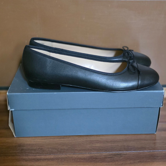 NEW Ann Taylor Missy Cap Toe Leather Ballet Flat - black - 10 - 836015 - Picture 4 of 6